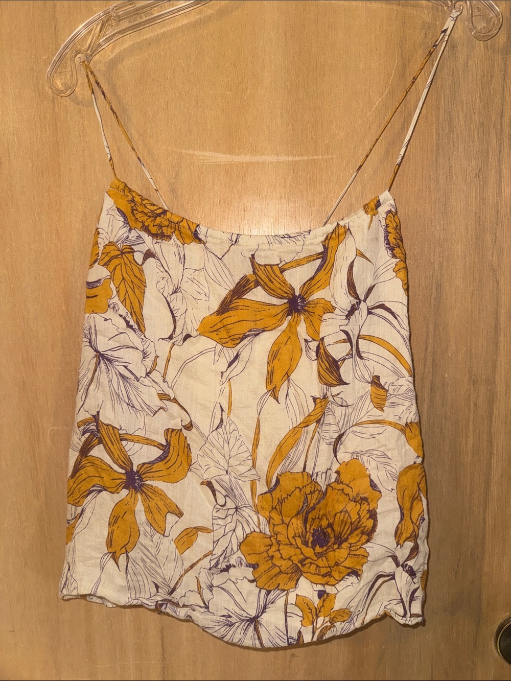 Banana Republic %100 Ramie Floral Spaghetti-Strap Camisole Tank Size Small